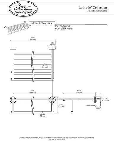 Gatco 4247 Latitude II Towel Rack, 24 Inch, Chrome/Wall Mounted Steel Towel Rack with Bar for Bathroom