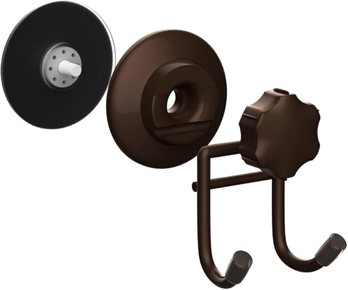 SANNO Suction Cup Hooks, Shower Squeegee Holder Towel Robe Loofah Hanging Hook for Bathroom Kitchen, Bathroom Accessories, Bronze (2 Pack)