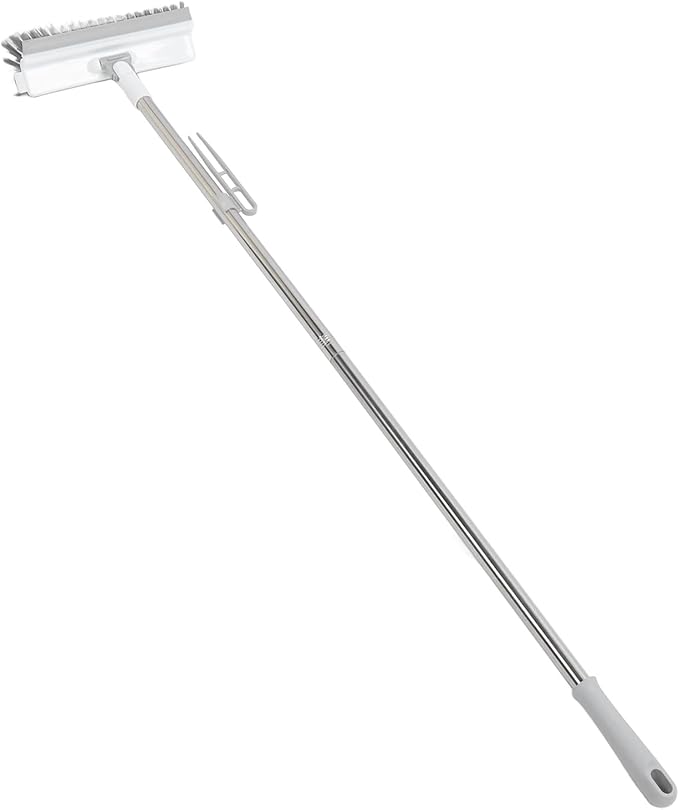 Fdit Long Handle Grout Scrubbing Brush 2 in Bathroom Floor Scrubbing Brush, Stiff Shower Floor for Garage Wall (White)