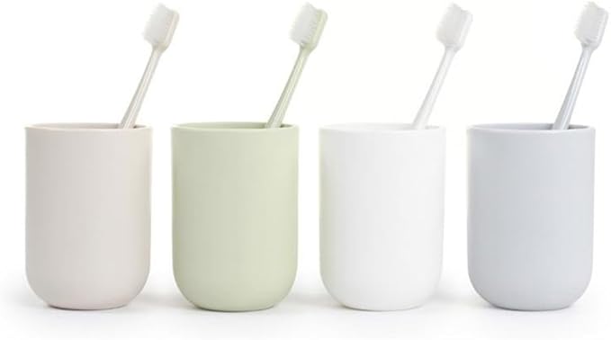 Solid Color mouthwash Cup, Simple Solid Color Toothbrush Cup, Toothbrush Holder 1 Piece, 10 oz (300 ml) (Khaki)