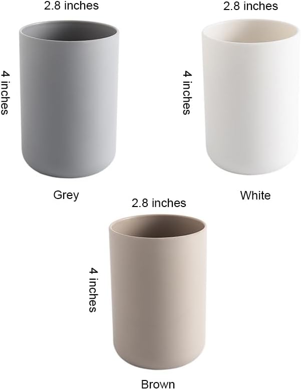 Bathroom Plastic Toothbrush Cup, Tumbler for Home Bathroom Toothbrush Holder, Unbreakable Dishwasher Safe, Reusable and Sturdy Drinking Cup, 11 OZ (Grey & Grey)