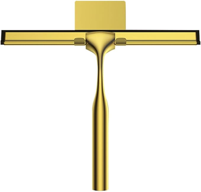 Shower Squeegee 10'' Silicone Scrape Stainless Steel Handle Wiper Bathroom Mirror Glass Car Squeegee,Gold,25 * 16.5cm