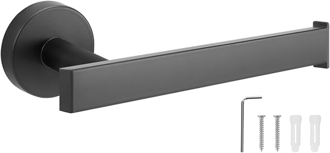 NearMoon Bath Square Toilet Paper Holder, Premium SUS304 Stainless Steel Rustproof Wall Mounted Toilet Roll Holder for Bathroom, Kitchen, Washroom (Matte Black)