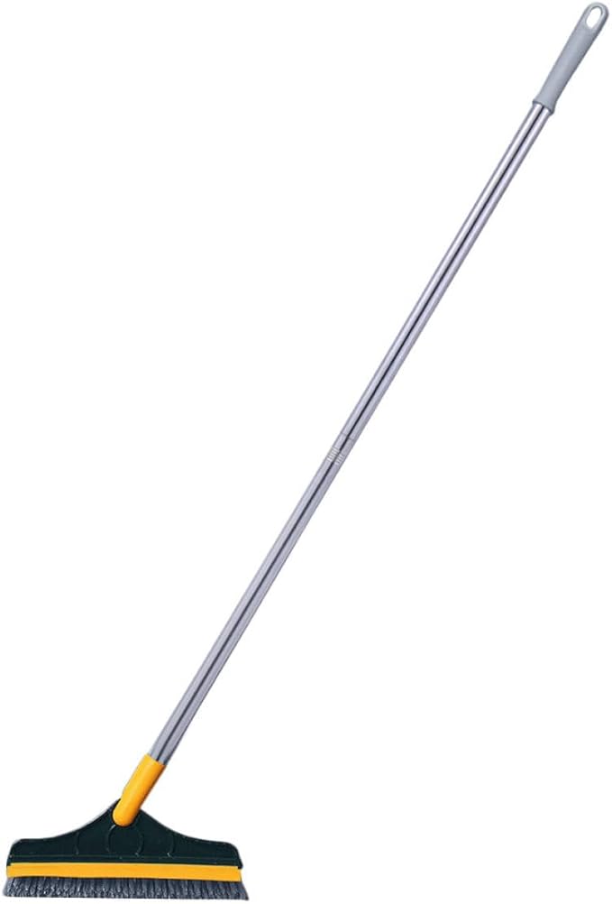 Long Handle Floor Scrub Brush for Bathroom Cleaning, Hard Bristle Grout and Tile Scrubber, Yellow Household Cleaning Brush Tool for Toilet and Floor Corners