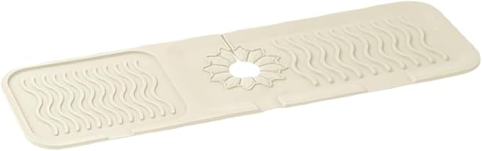 Kitchen Sink Splash Guard - Foldable Silicone Faucet Cover & Drip Tray, Water Diverter Mat for Kitchen & Bathroom Sink, Keep Countertop Dry, 14.5"x5.31"x0.2" (White,S)