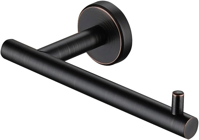 JQK Toilet Paper Holder Oil Rubbed Bronze, 5 Inch 304 Stainless Steel Thick 0.8mm Tissue Paper Dispenser for Bathroom, Hold Mega Rolls Wall Mount, TPH100-ORB