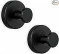 WZW&CLC Suction Cup Hooks for Shower, Stainless Steel Heavy Duty Hanger, Waterproof Removable Towel Hooks for Kitchen, Bathroom, Mirror, Wall, Glass (2, Black)