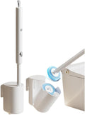 Electric Toilet Brush and Stand Set, with 6 Disposable Replaceable Heads, Rechargeable and Wall-Mounted Powerful Disposable Toilet Cleaning Stick Without Drilling (Grayish-White)