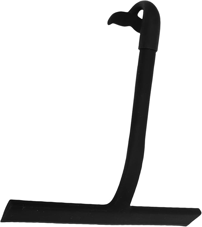 Focket Silicone Shower Squeegee, Builtin Hook Design Multipurpose Window Wiper, Bathroom Glass Scraper with 145 Angled Handle for Shower Doors Tiles and Mirrors (Black)
