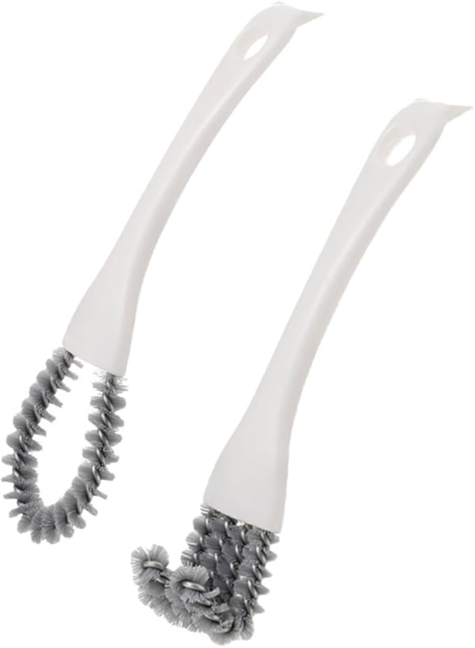 GANAZONO 2pcs Multi-use Kitchen Cleaning Brush Set with Grip Handle, Soft Crevice and Grout Cleaner Brushes for Stove, BBQ Grill, Window Tracks, and Bathroom Corners