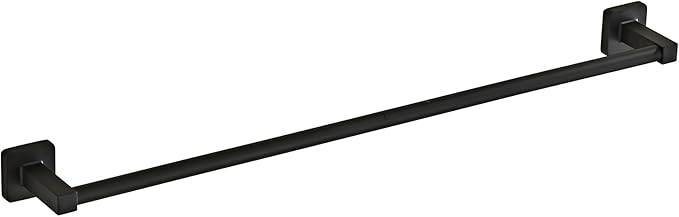 Matte Black Bathroom 24 InchTowel Bar, Bath Accessories Thicken Stainless Steel Shower Towel Rack for Bathroom, Towel Holder Wall Mounted (Total Length 26-Inch)