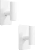 Towel Hooks for Bathrooms – 2 Pack, Smooth White Finish, T-Shaped Stainless Steel Adhesive Wall Hooks for Robes & Towels in Kitchen, Shower, or Closet