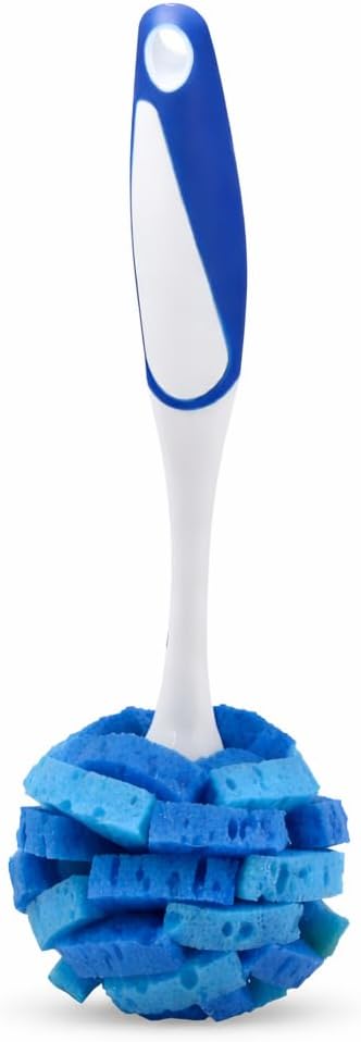 BROTHER'S PLASTIC 11-Inch Dish Cleaning Brush with Sponge Head, Long Handle Glassware and Bottle Cleaning Wand for Kitchen Cups, Mugs and Jars