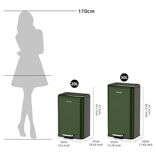 Kitchen 8 Gallon (30L) Trash Can - Stainless Steel Garbage Cans with Foot Pedal, Recycling Bin with Lid for Office Bathroom (Green)