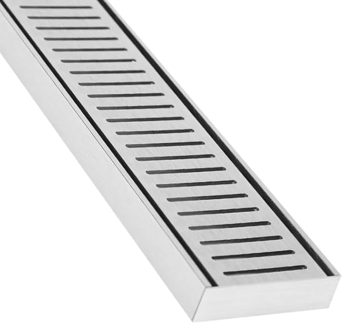 Linear Shower Drain 12 Inch- Rustproof Aluminum Shower Drain Hair Catcher, Silk Silver Drain Shower Adjustable Waste Outlet, Cut-to-Fit Design Shower Drains, Corrosion-Resistant