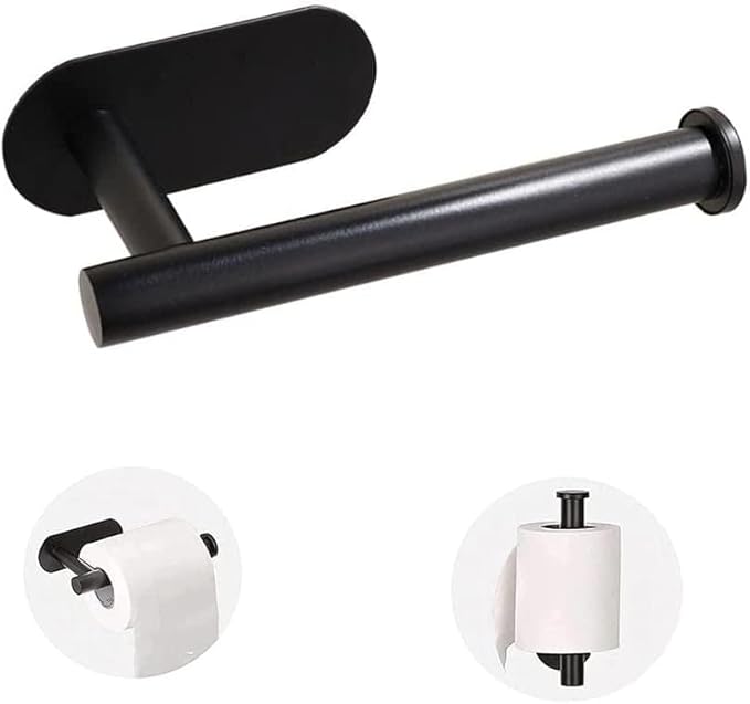 Bathroom Toilet Paper Holder Self-Adhesive Roll Holder Wall Mount SUS304 Stainless Steel no Drilling Tissues Holder Stick on Wall Silver Grey (1Pack,Brushed Nickel)