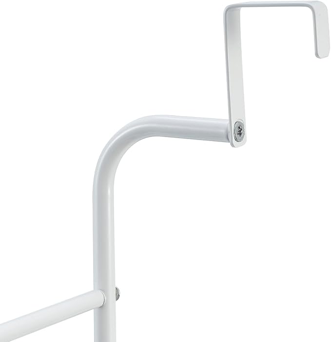 MyGift 4 Rung White Metal Ladder Over The Door Towel Rack - Bathroom Towel Holder, Space Saving Over Shower Door Drying Rack for Towels & Blankets