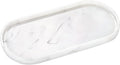 Emibele Bathroom Tray, Resin Oval Vanity Tray Countertop Organizer Toilet Tank Kitchen Tray Decorative Jewelry Storage Tray for Perfume Candles Soap Towel Small Plant Home Decor, M, Marble White