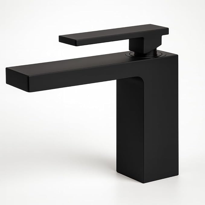 Single Hole Bathroom Faucet， Matte Black Brass Sink Faucet for Bathroom Vanity, CUPC Hose, Pop-Up Drain & Anti-Splash Bubbler，Easy-Install for Farmhouse, RV & Vanity