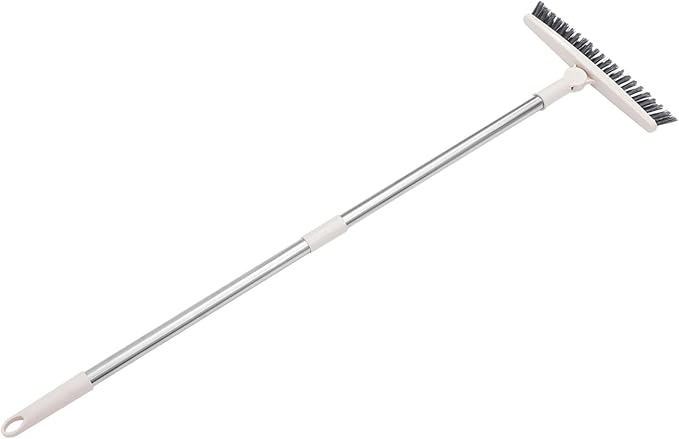 FRCOLOR Rotatable Long Handle Floor Scrub Brush with Stiff Bristles for Shower Cleaning Grout Window Tracks Crevices Multi Purpose Tool for Bathroom Kitchen Floors and Outdoor Use