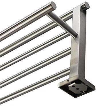 Premium Modern Single Hanging Quadruple Towel Rack Bar w/Square Base (24 Inches), Brushed Finish, Stainless Steel, Water and Rust Proof, Wall Mounted, Easy to Install