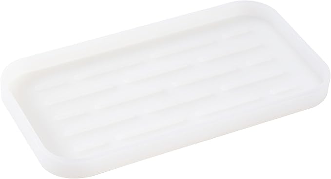 Silicone Kitchen Sink Organizer Tray for Multiple Usage,Easy Clean Sponges Holder for Kitchen Bathroom Counter or Sink,Dish Soap Dispenser,Scrubber,Bottle,Cup Translucent 10”x 5.3”