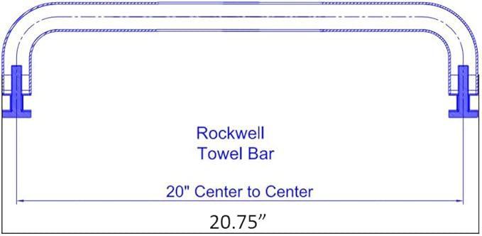 Rockwell Security Mont Hard Single Sided Towel Bar 20 Inch Glass Brushed Nickel Finish for Commercial and Residential Frameless Heavy Glass Shower Doors