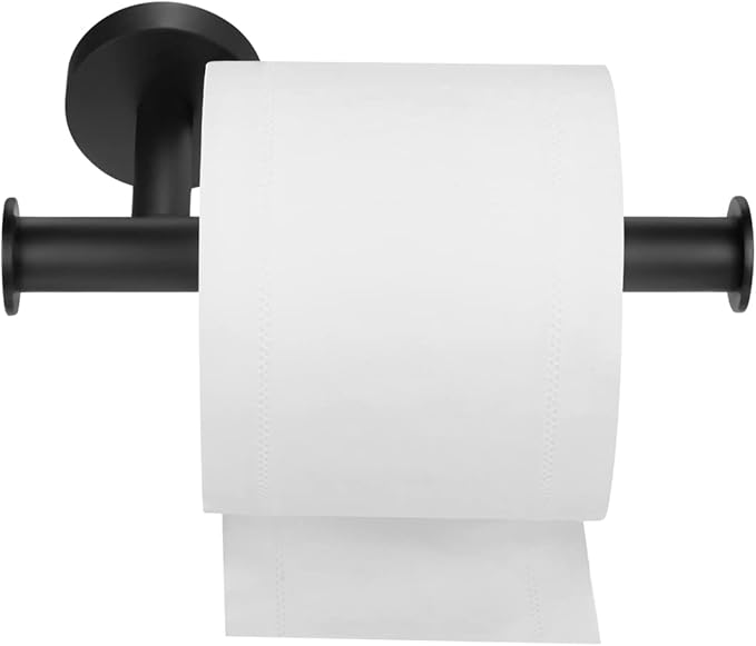 Matte Black Toilet Paper Holder, SUS304 Stainless Steel Tissue Rolls Holder Wall Mounted for Bathroom Holding Large Toilet Rolls