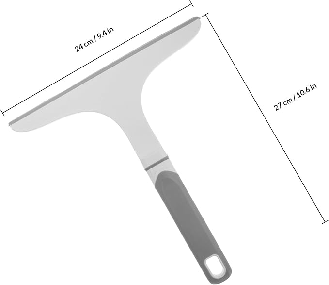 Milisten Shower Squeegee with Flexible Rubber Blade and Curved Handle, Gray-White Window Cleaning Squeegee for Bathroom Glass Doors, Tiles, Mirrors, and Home Use