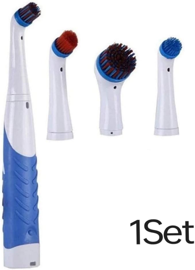 Reveal Power Scrubber Electric Cleaning Brush with 4 Brush Heads for Tub Kitchen Blue