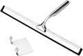 Shower Squeegee 10'' Silicone Scrape Stainless Steel Handle Wiper Bathroom Mirror Glass Car Squeegee,Sliver,25 * 16.5cm