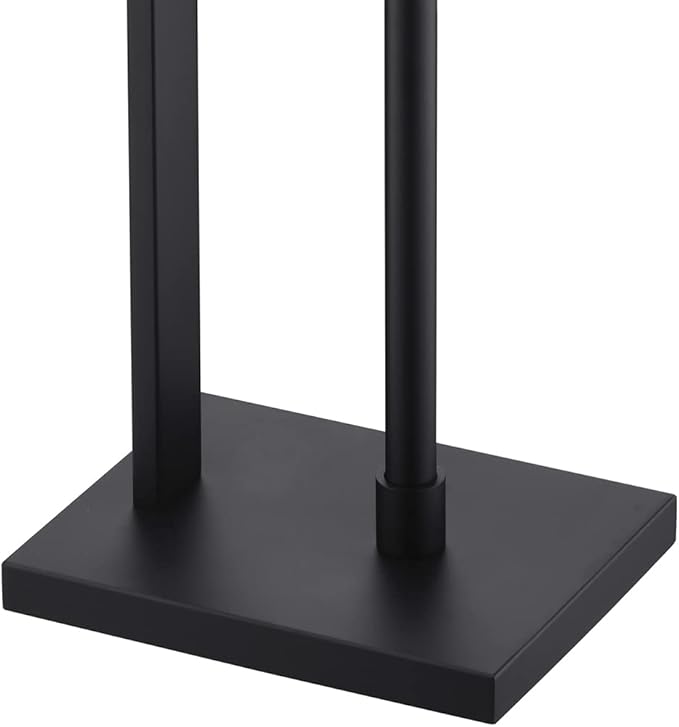 Miyili Matte Black Freestanding Toilet Paper Holder with Shelf, Paper Towel Dispenser Storage Organizer for Bathroom Square Style, F04B2