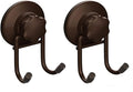SANNO Suction Cup Hooks, Shower Squeegee Holder Towel Robe Loofah Hanging Hook for Bathroom Kitchen, Bathroom Accessories, Bronze (2 Pack)