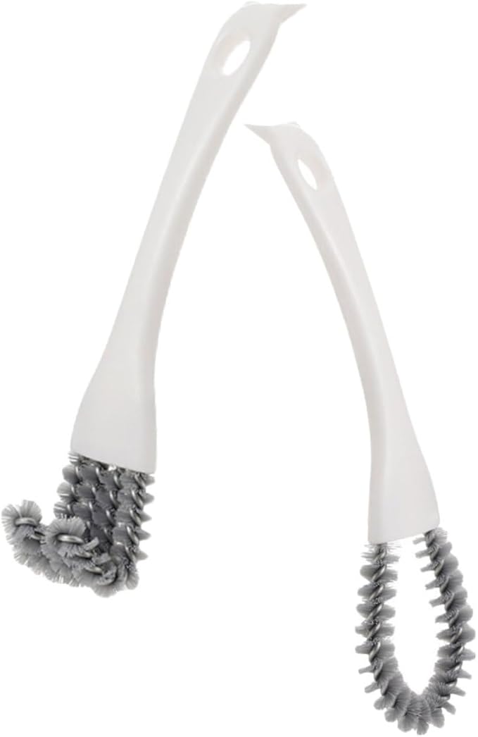 TOYANDONA 2pcs Multifunctional Handheld Cleaning Brush Set with U-Shaped and Angled Crevice Brushes for Kitchen Stove, Grill, Window Track and Tile Grout Deep Cleaning