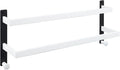 Bath Double Towel Bars with Hooks, 24 Inch Stainless Steel Towel Rail, Wall Mount Towel Rack for Bathroom Lavatory, White & Black