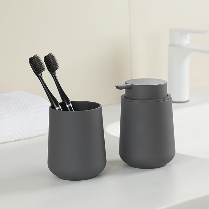 Matte Gray Toothbrush Holder for Electric Toothbrushes Bathroom Organizer for Toothpaste Kids & Adults