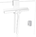 Squeegee for Shower Glass Doors, Resilient Loop - No-Drill & Adhesive Hook, Silicone Shower Squeegee with Stainless Steel Core, Cleaning Tool for Home, Kitchen, Bathroom & Car - White