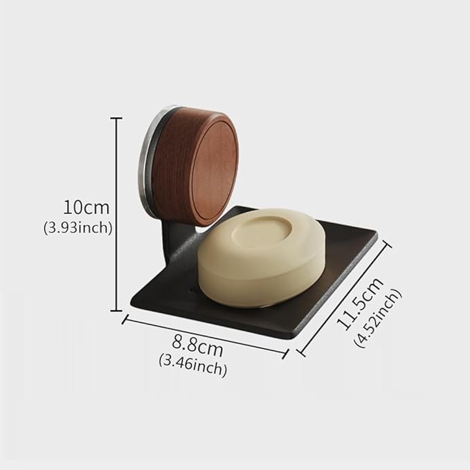 Soap Dish, Walnut and Stainless Steel,Soap Bar Holder for Shower Double-Sided Tape Wall Mounted, No-Drilling Waterproof Sponge Holder for Bathroom Bathtub Kitchen Sink, Keep Dry (White)