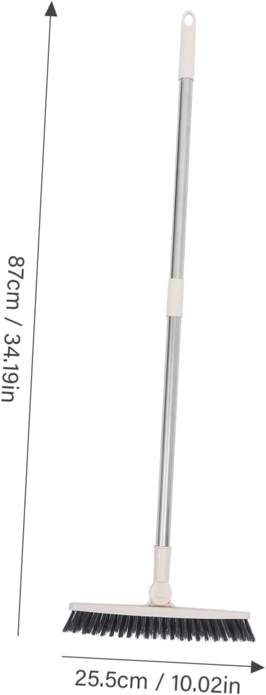 FRCOLOR Rotatable Long Handle Floor Scrub Brush with Stiff Bristles for Shower Cleaning Grout Window Tracks Crevices Multi Purpose Tool for Bathroom Kitchen Floors and Outdoor Use