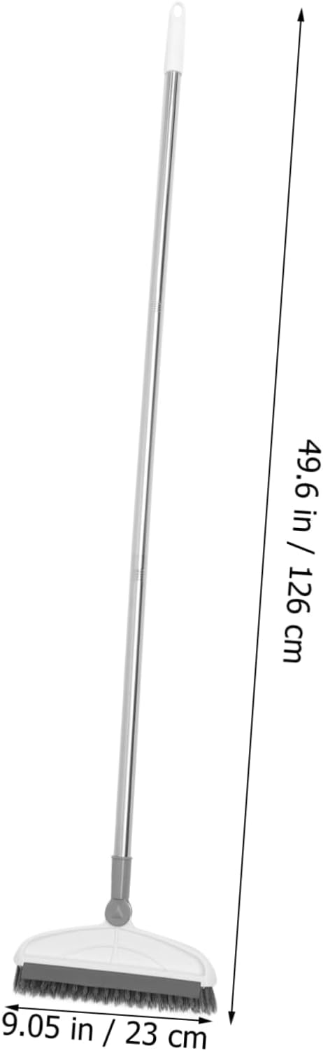 IMIKEYA Rotating Floor Scrub Brush with Long Handle Shaped Corner Seam Cleaner for Hard to Reach Tiles and Grout in Bathroom Kitchen Shower Garage and Patio Cleaning