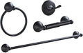 4 Piece Bathroom Accessory Set(Adjustable Towel Bar, Towel Ring, Toilet Paper Holder,Towel Hook), Wall Mounted Bathroom Hardware Accessories Set,Matte Black