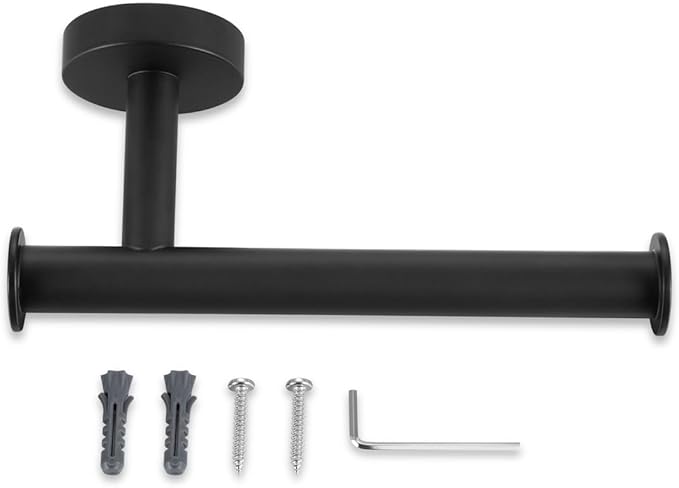 Matte Black Toilet Paper Holder, SUS304 Stainless Steel Tissue Rolls Holder Wall Mounted for Bathroom Holding Large Toilet Rolls