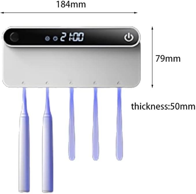 Toothbrush Holders with Auto Drying Function Wall Mounted Tooth Brush Holder for Kids Adults Elders Family Use (Black)