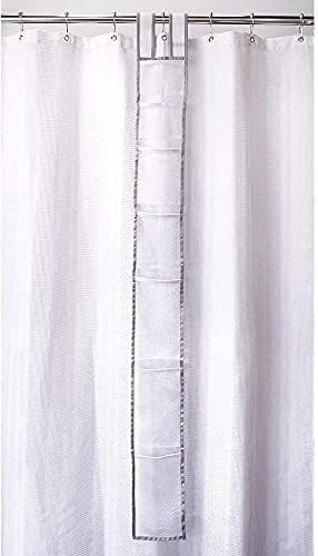 Skywin TidyFriend Mesh Shower Caddy Hanging 60 x 6 Inches, 2 Pack Mesh Hanging Organizer with 7 Pockets, 100% Polyester, Adjustable Velcro Strap or Hook