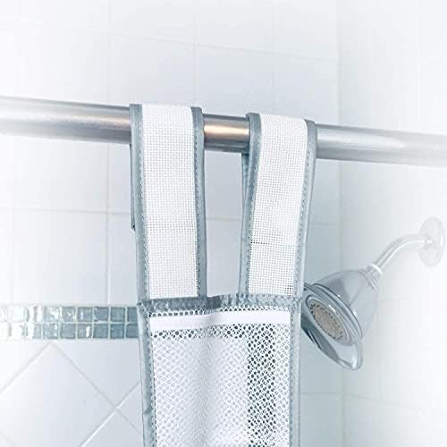 TidyFriend Mesh Shower Caddy Hanging 60 x 6 Inches, 3 Pack Mesh Hanging Organizer With 7 Pockets, 100% Polyester, Adjustable Velcro Strap or Hook