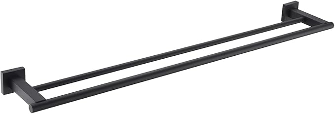 Miyili Matte Black Double Bath Towel Bar 30-Inch SUS 304 Stainless Steel Towel Holder Rack for Bathroom, A02B75B