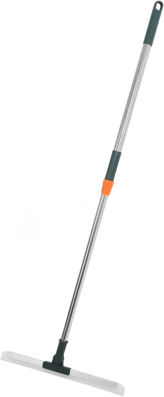 Silicone Shower Squeegee with Long Handle 36cm, Rotatable Floor and Window Water Scraper for Bathroom, Kitchen, Tile Cleaning