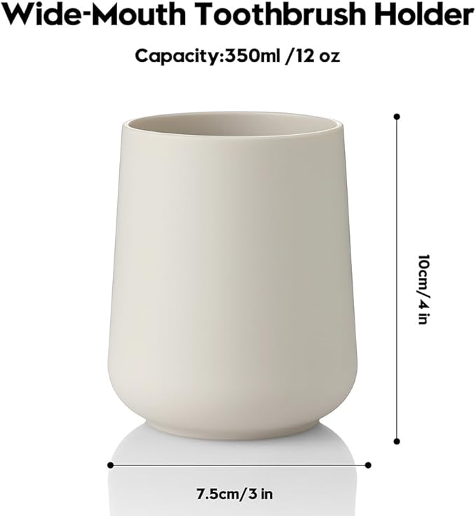 Matte Beige Toothbrush Holder for Electric Toothbrushes Bathroom Organizer for Toothpaste Kids & Adults