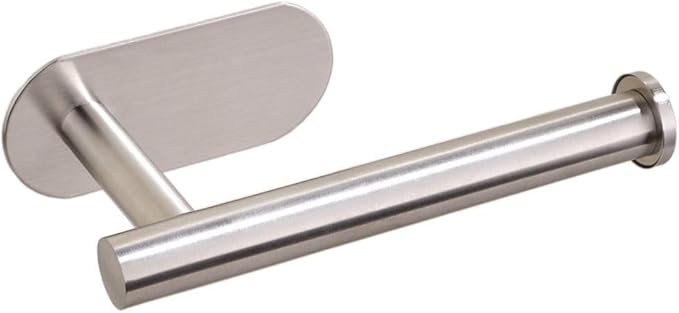 2 Pack Toilet Paper Holder Self Adhesive,Rustproof Adhesive Toilet Roll Holder No Drilling Tissue Holder for Kitchen Bathroom Tissue Holder Bathroom, Kitchen, Washroom Wall Mount （Silver