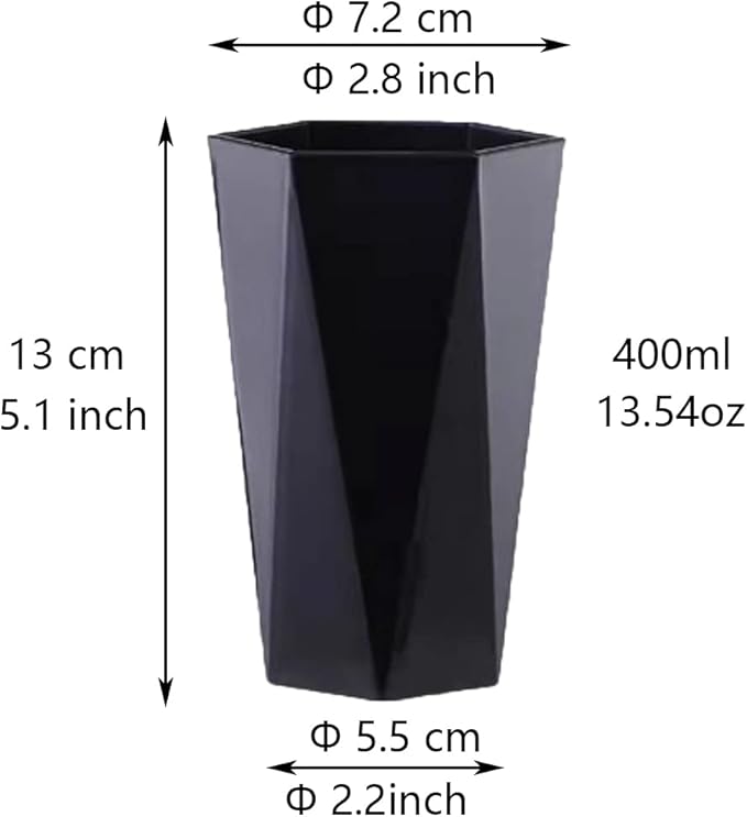 Large Geometric Diamond Toothbrush & Mouthwash Cup, Fashion Simple Toothbrush Cup, 400ml (White & Black)